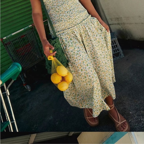 Free people lavender daze green and yellow combo dress Lemons NEW Large - Picture 5 of 9